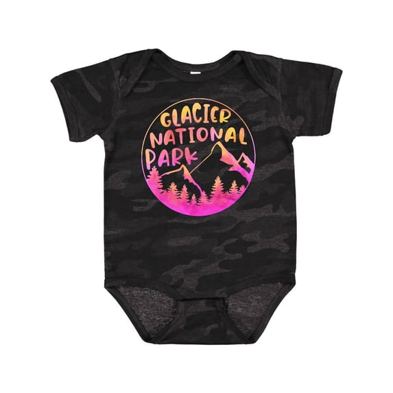 Inktastic Glacier National Park Montana Pink Mountains Boys or Girls Baby Bodysuit