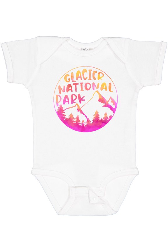 Glacier National Park Montana Pink Mountains Boys or Girls Baby Bodysuit