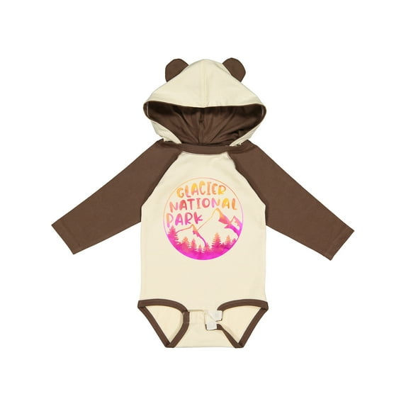 Inktastic Glacier National Park Montana Pink Mountains Boys or Girls Long Sleeve Baby Bodysuit
