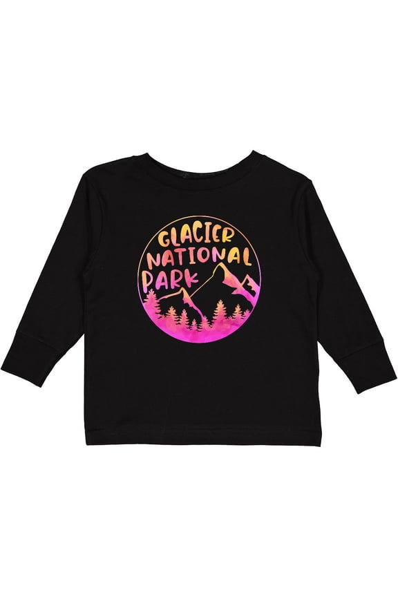 Glacier National Park Montana Pink Mountains Boys or Girls Long Sleeve Toddler T-Shirt