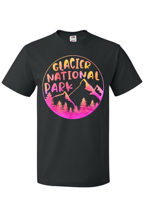Glacier National Park Montana Pink Mountains T-Shirt