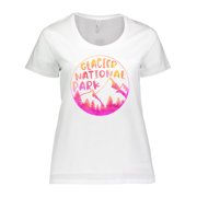 Inktastic Glacier National Park Montana Pink Mountains Womens Plus Size T-Shirt