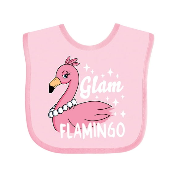 Inktastic Glam Pink Flamingo with Pearls Girls Baby Bib