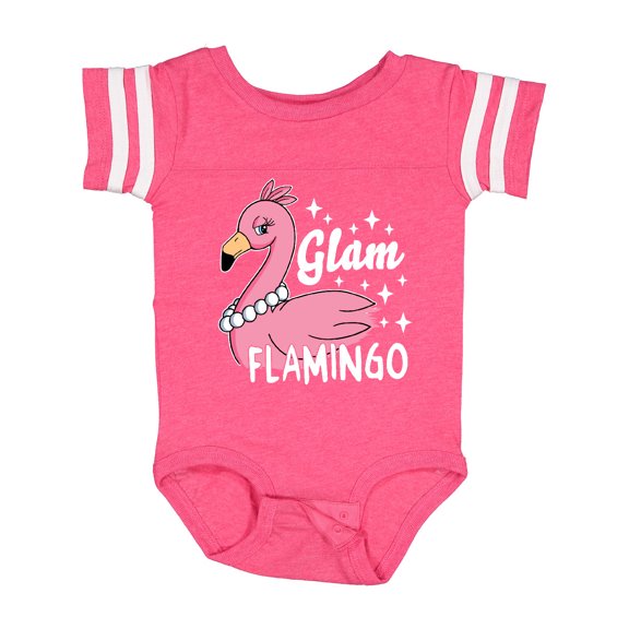 Inktastic Glam Pink Flamingo with Pearls Girls Baby Bodysuit