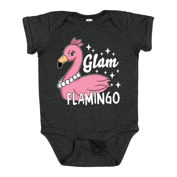 Inktastic Glam Pink Flamingo with Pearls Girls Baby Bodysuit