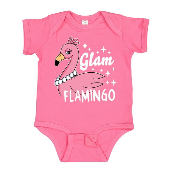 Inktastic Glam Pink Flamingo with Pearls Girls Baby Bodysuit