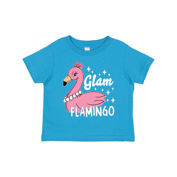 Inktastic Glam Pink Flamingo with Pearls Girls Toddler T-Shirt