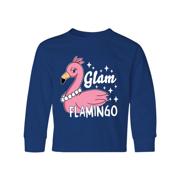 Inktastic Glam Pink Flamingo with Pearls Long Sleeve Youth T-Shirt
