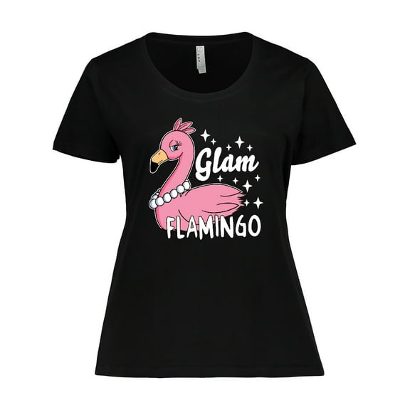 Inktastic Glam Pink Flamingo with Pearls Women's Plus Size T-Shirt