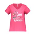 thumbnail image 1 of Inktastic Glam Pink Flamingo with Pearls Women's Plus Size V-Neck T-Shirt, 1 of 4