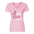 thumbnail image 1 of Inktastic Glam Pink Flamingo with Pearls Women's V-Neck T-Shirt, 1 of 5