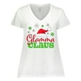 thumbnail image 1 of Inktastic Glamma Claus with Christmas Santa Hat and Snowflakes Women's Plus Size V-Neck T-Shirt, 1 of 5