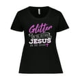 thumbnail image 1 of Inktastic Glitter Jesus Women's Plus Size T-Shirt, 1 of 5