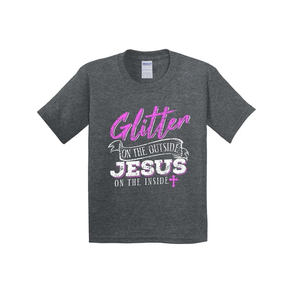 Inktastic Glitter Jesus Youth T-Shirt