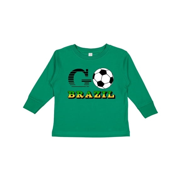 Inktastic Go, Brazil- Soccer, Football Boys or Girls Long Sleeve Toddler T-Shirt