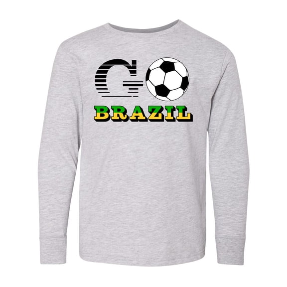 Inktastic Go, Brazil- Soccer, Football Long Sleeve Youth T-Shirt