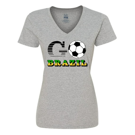 Inktastic Go, Brazil- Soccer, Football Women's V-Neck T-Shirt