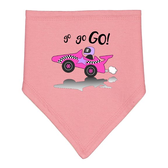 Inktastic Go Go Go Pink Racing Car Baby Bandana Bib