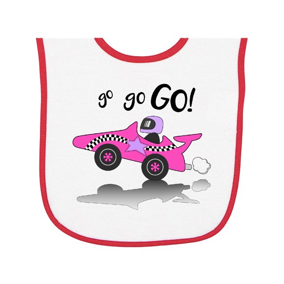 Inktastic Go Go Go Pink Racing Car Baby Terry Cloth Bib
