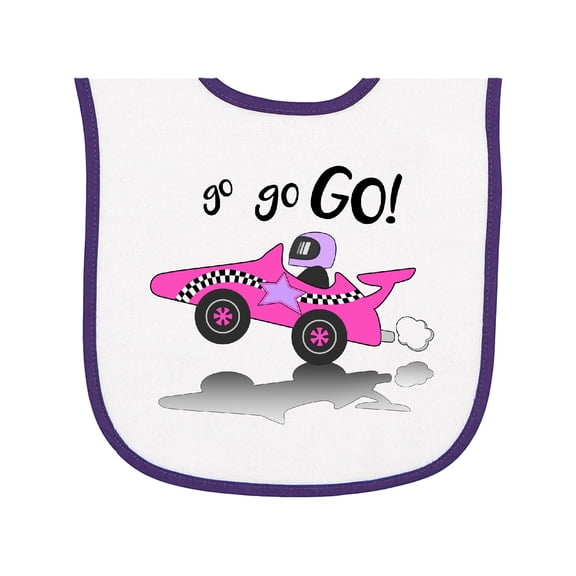 Inktastic Go Go Go Pink Racing Car Baby Terry Cloth Bib