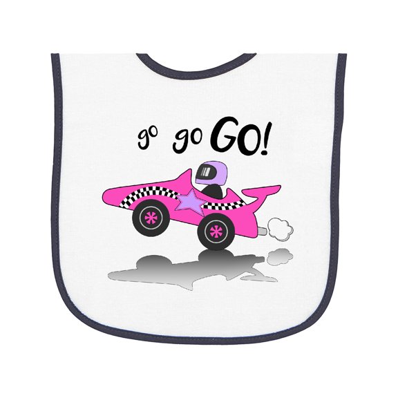 Inktastic Go Go Go Pink Racing Car Baby Terry Cloth Bib