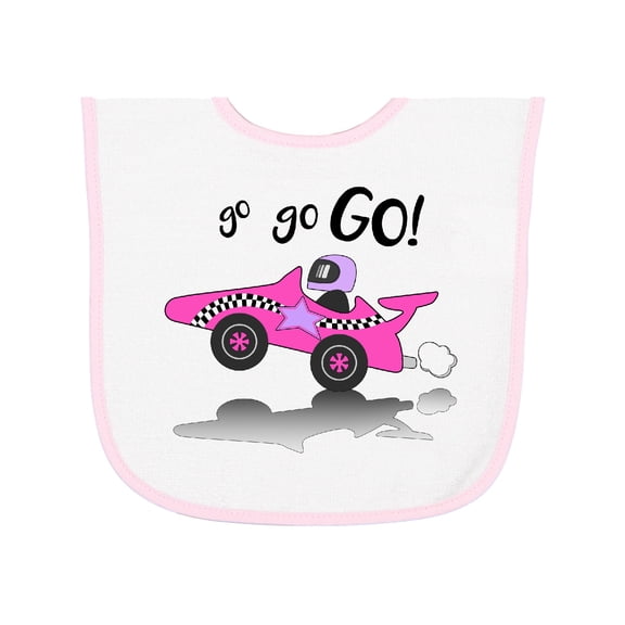 Inktastic Go Go Go Pink Racing Car Baby Terry Cloth Bib