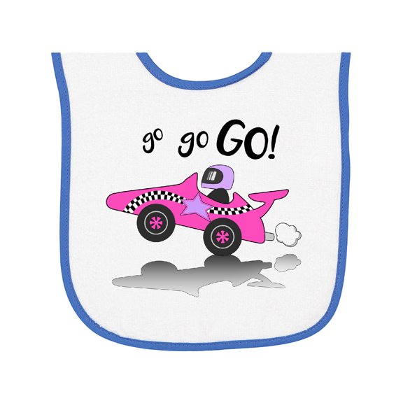 Inktastic Go Go Go Pink Racing Car Baby Terry Cloth Bib