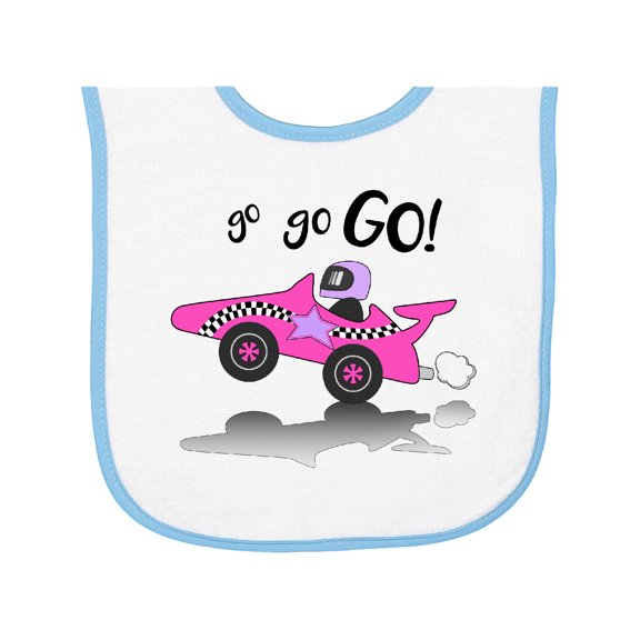 Inktastic Go Go Go Pink Racing Car Baby Terry Cloth Bib