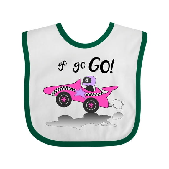 Inktastic Go Go Go Pink Racing Car Boys or Girls Baby Bib