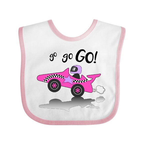 Inktastic Go Go Go Pink Racing Car Boys or Girls Baby Bib