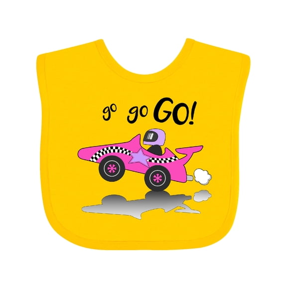 Inktastic Go Go Go Pink Racing Car Boys or Girls Baby Bib