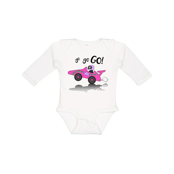 Inktastic Go Go Go Pink Racing Car Boys or Girls Long Sleeve Baby Bodysuit