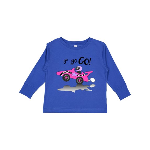 Inktastic Go Go Go Pink Racing Car Boys or Girls Long Sleeve Toddler T-Shirt