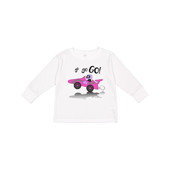 Inktastic Go Go Go Pink Racing Car Boys or Girls Long Sleeve Toddler T-Shirt