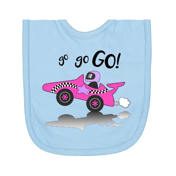 Inktastic Go Go Go Pink Racing Car Newborn Bib