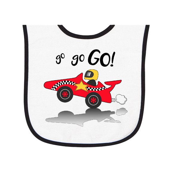 Inktastic Go Go Go Red Racing Car Baby Terry Cloth Bib