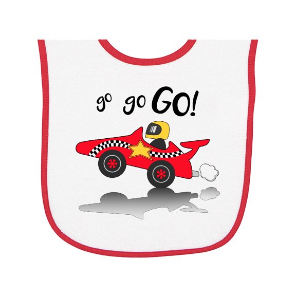 Inktastic Go Go Go Red Racing Car Baby Terry Cloth Bib