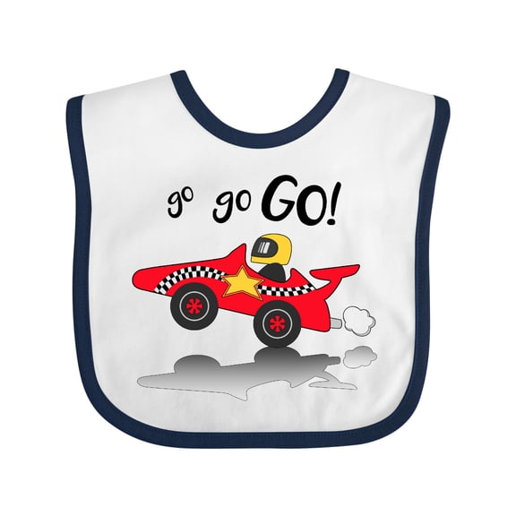 Inktastic Go Go Go Red Racing Car Boys or Girls Baby Bib