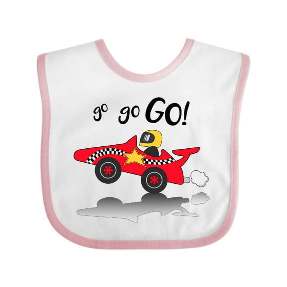 Inktastic Go Go Go Red Racing Car Boys or Girls Baby Bib