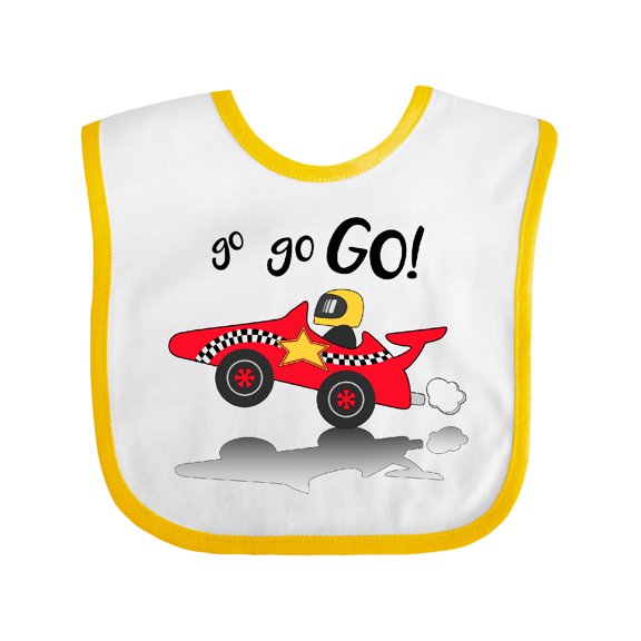 Inktastic Go Go Go Red Racing Car Boys or Girls Baby Bib