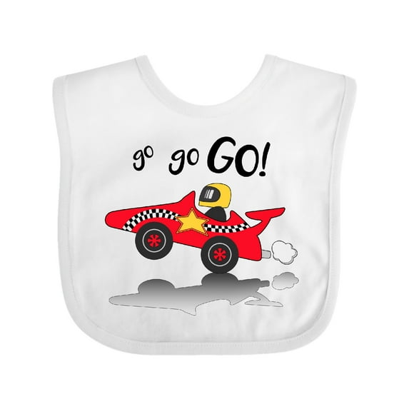 Inktastic Go Go Go Red Racing Car Boys or Girls Baby Bib