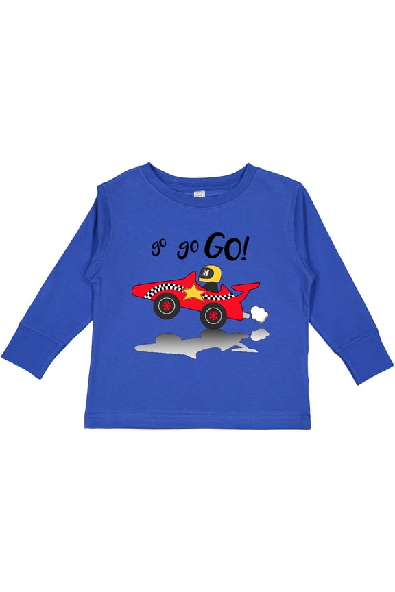 Go Go Go Red Racing Car Boys or Girls Long Sleeve Toddler T-Shirt