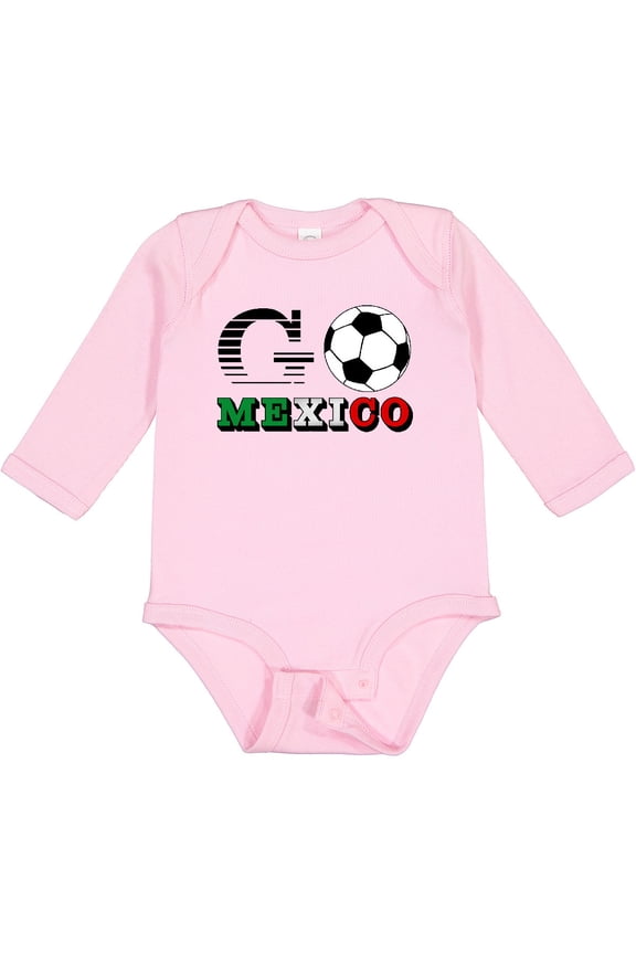 Go, Mexico- Soccer, Football Boys or Girls Long Sleeve Baby Bodysuit