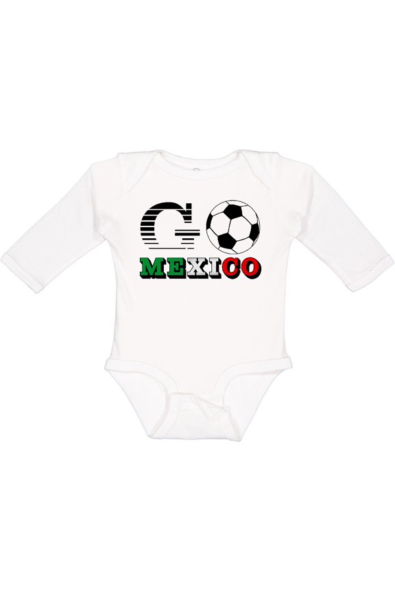 Go, Mexico- Soccer, Football Boys or Girls Long Sleeve Baby Bodysuit