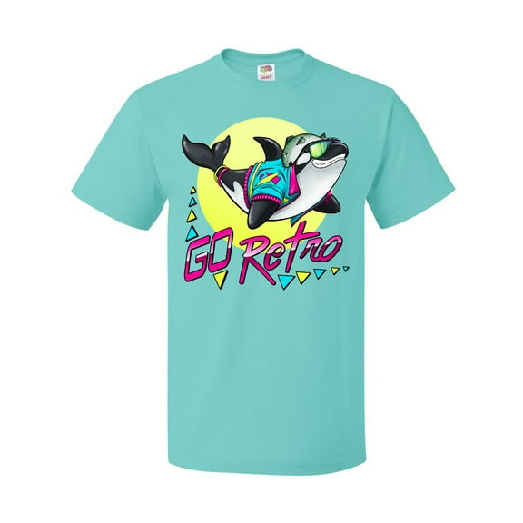 Inktastic Go Retro Orca Wearing Salmon Fish As Hat T-Shirt