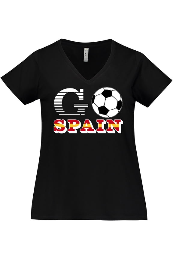 Go, Spain- Soccer, Football Women's Plus Size V-Neck T-Shirt