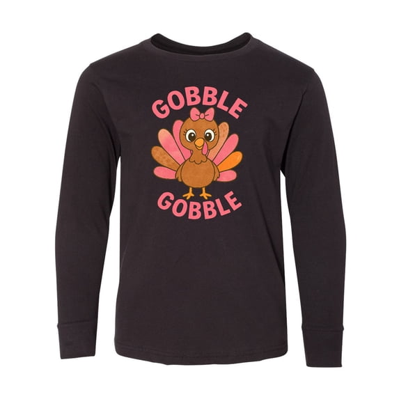 Inktastic Gobble Gobble Cute Turkey Thanksgiving Long Sleeve Youth T-Shirt