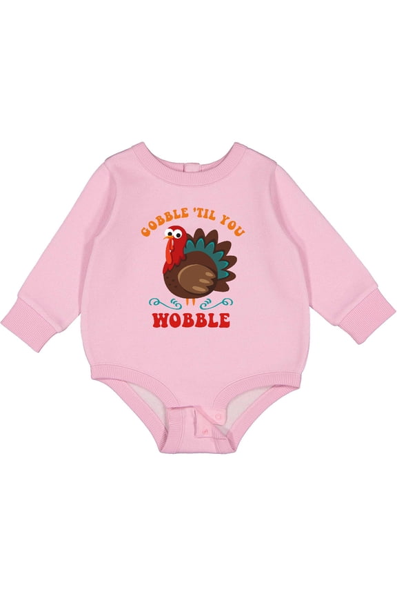 Gobble Wobble Turkey Baby Fleece Bodysuit