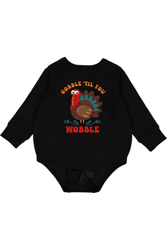 Gobble Wobble Turkey Baby Fleece Bodysuit