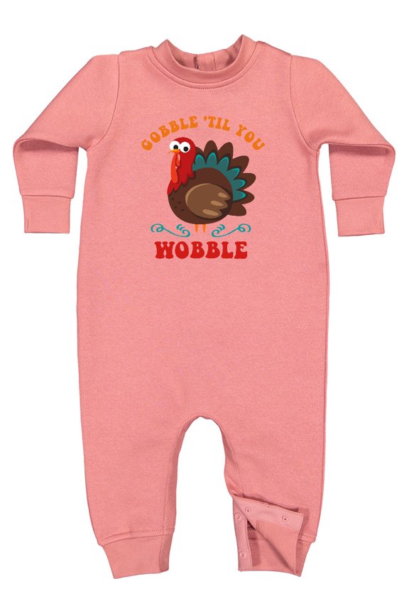 Gobble Wobble Turkey Baby Fleece Romper
